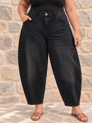PANTALÓN VAQUERO BARREL NEGRO